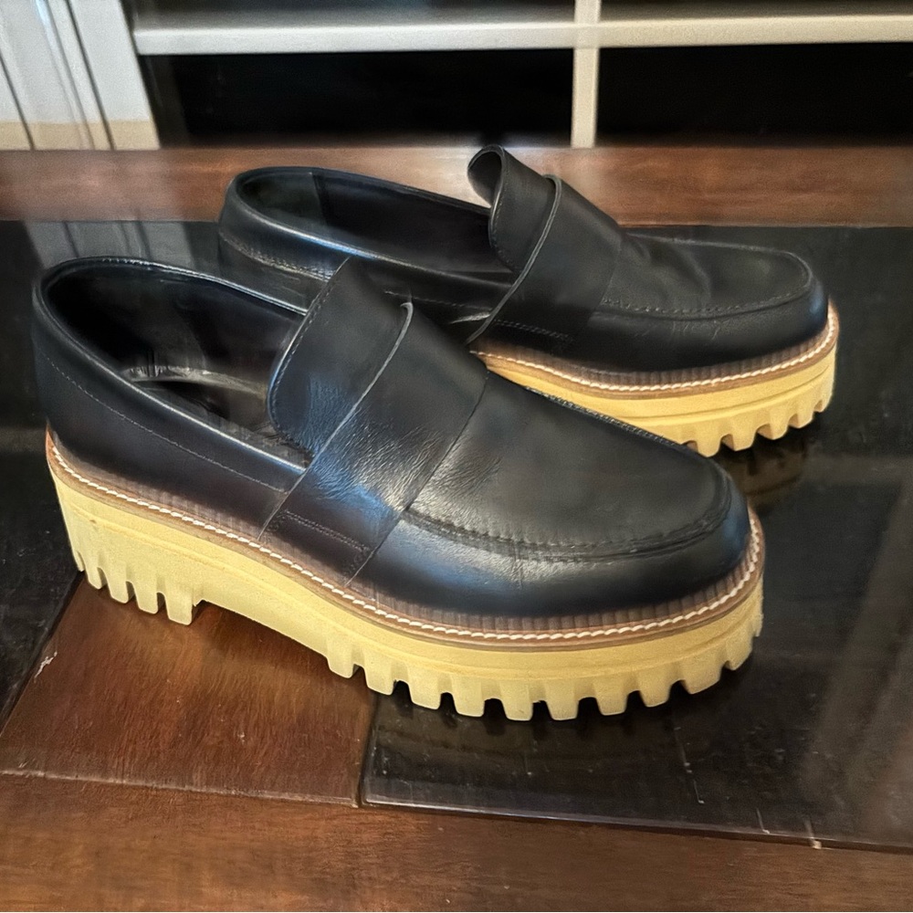 Paloma Barcelo Black Leather Chunky Loafers